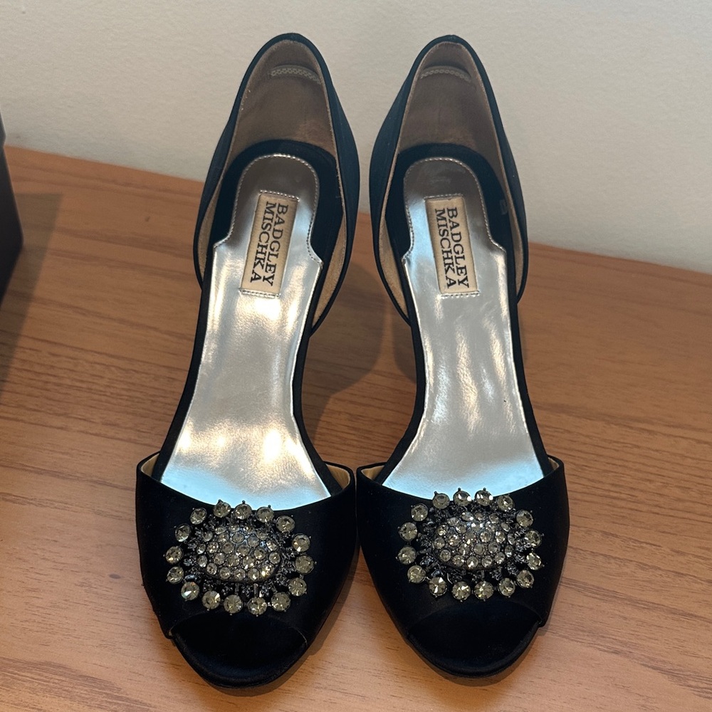 Badgley Mischka Black Heels with Sparkling Embellishments- women’s 9.5 size